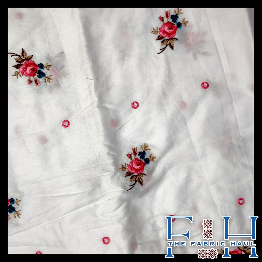 Emb rose bud fabric fk