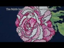 Navy Blue with Cross Stitch Round Roses 5 mtr