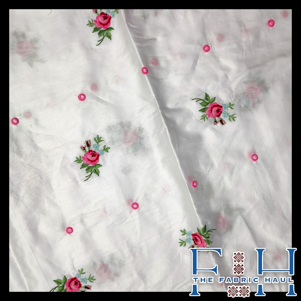 Emb rose bud fabric fk