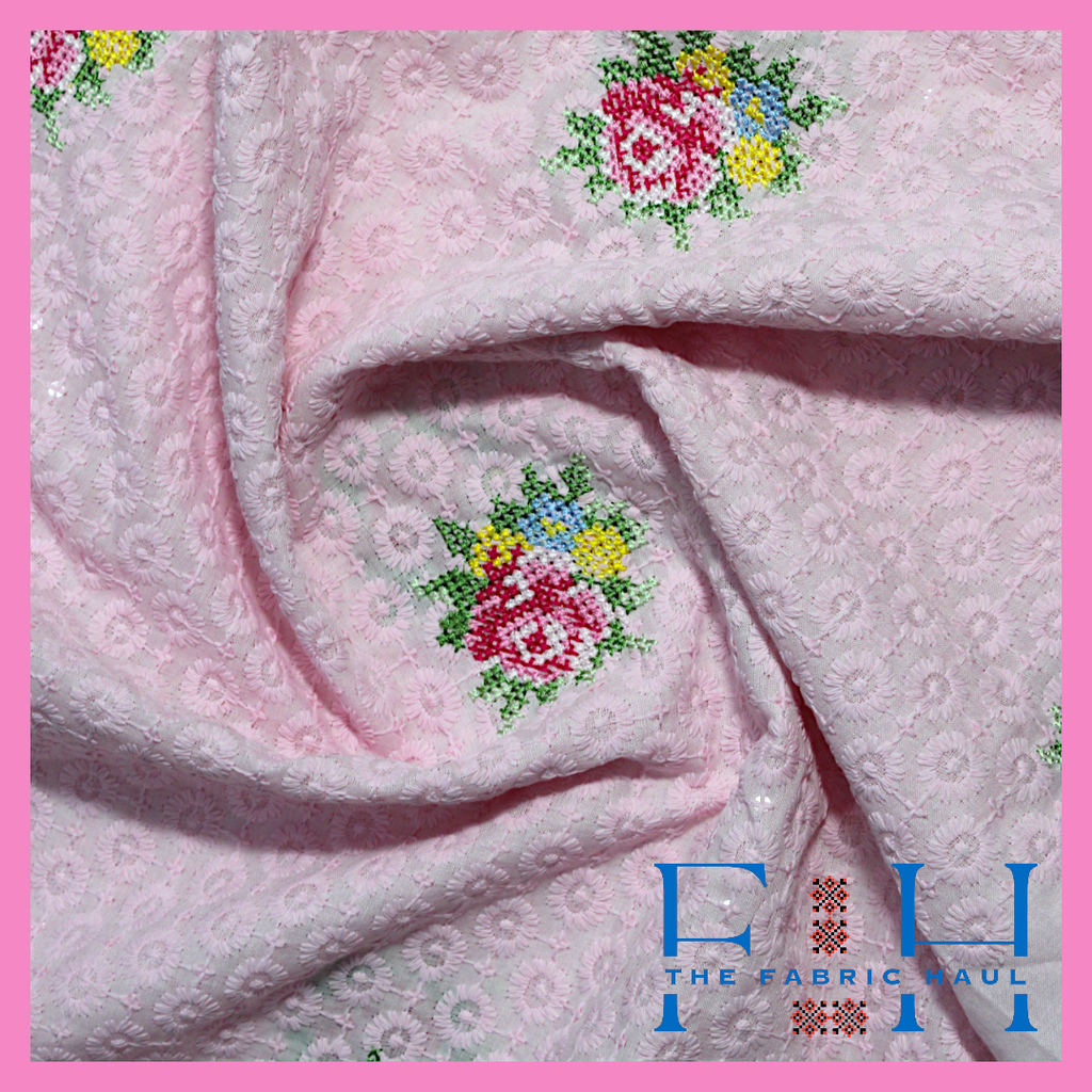 Hakoba with sequin and cross stitch - 1 mtr