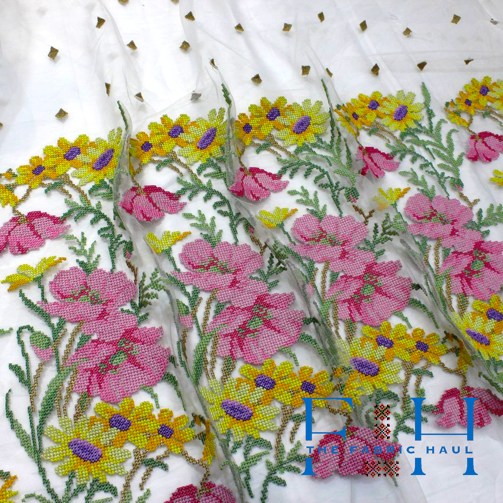 Mix Flower Garden with Gold - 1 mtr