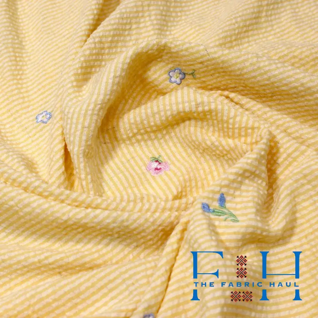 Tiny Embroidery Flowers on Seersucker - 3.5 mtr