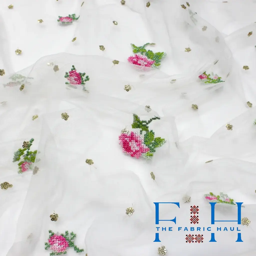 Twinkle Seq Cross Stitch Roses - 1mtr