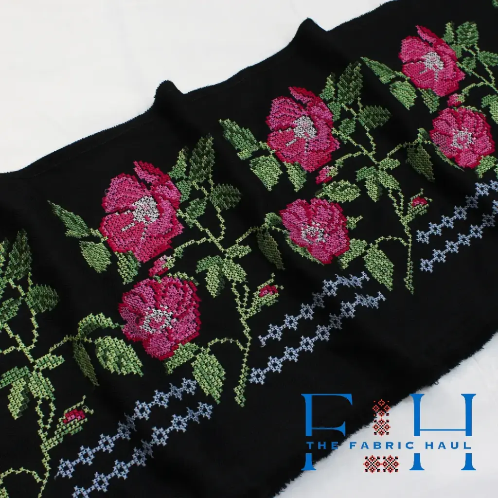 Dual Roses on Black - 2 mtrs