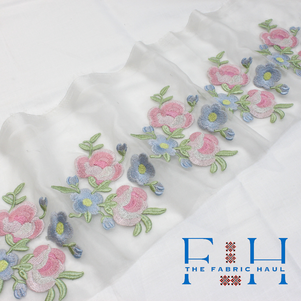 Soft Roses on Organza - 2mtrs