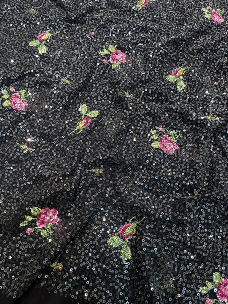 Falling Roses Black Seq- 1 mtr