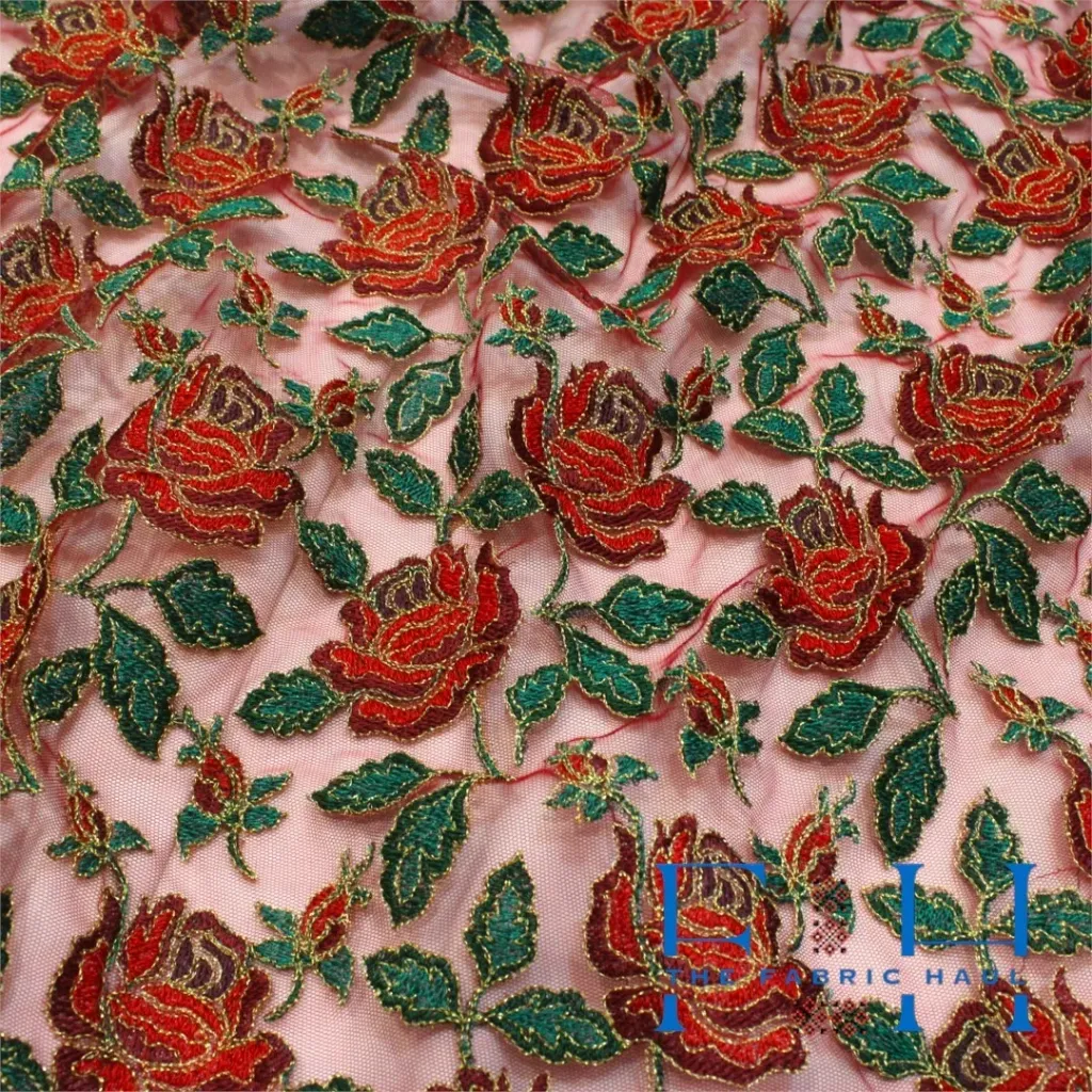 Vibrant Rose on net - 1 mtr