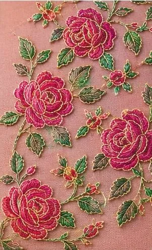 Vibrant Rose on net - 1 mtr