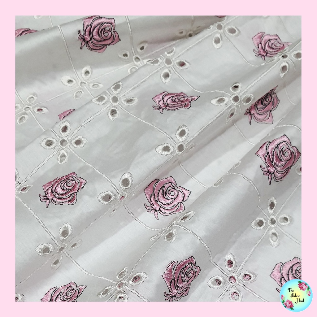Milk White Hakoba with Pink Roses