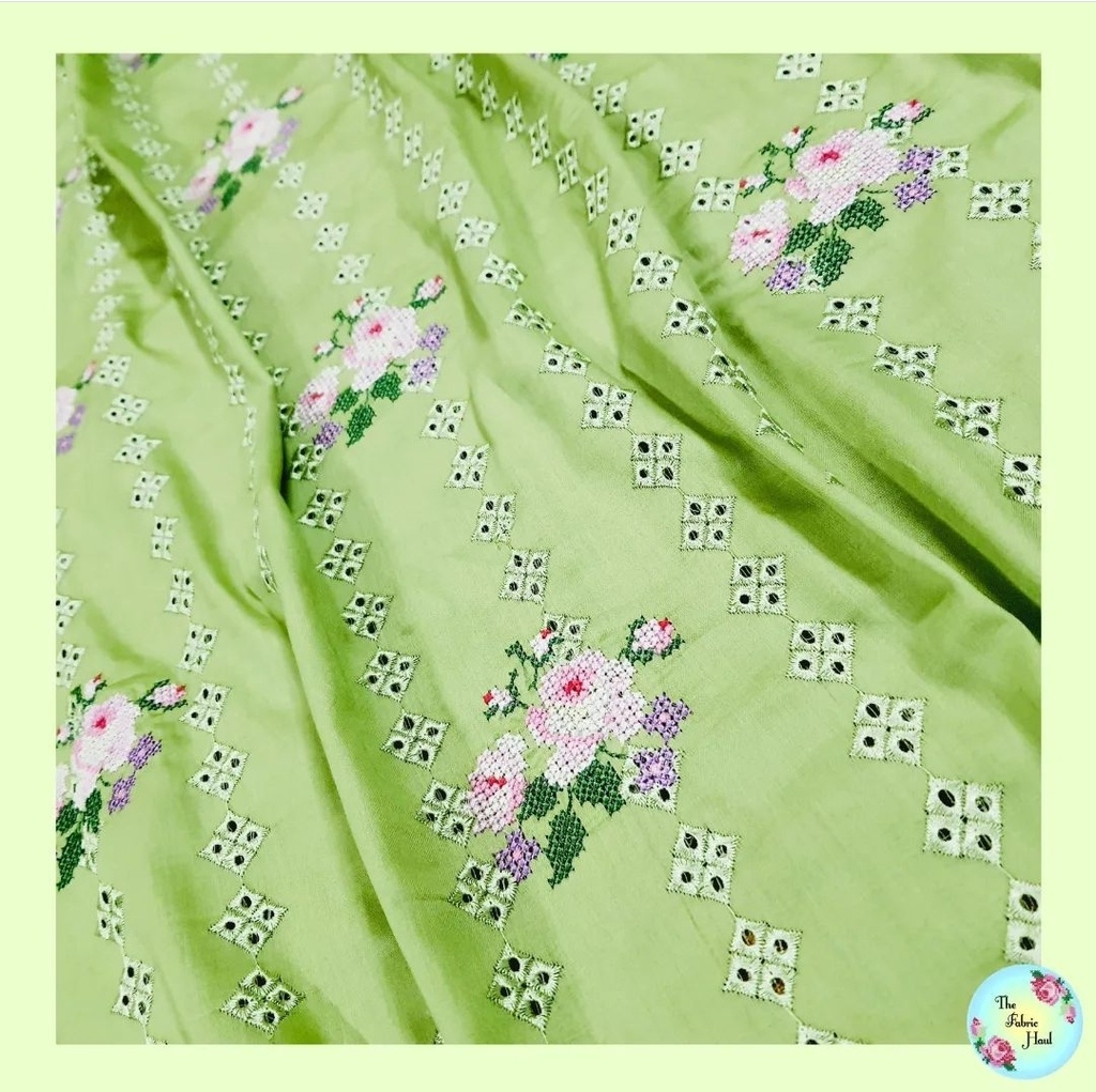 Sage Green Hakoba with Cross Stitch bunch