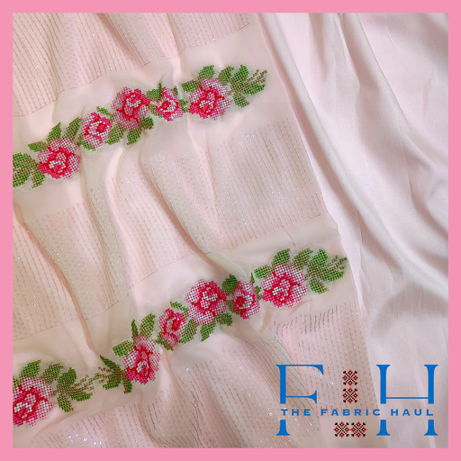 Rose Bouquet On Sequined Georgette 