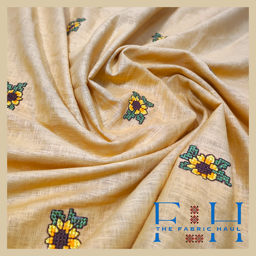 Sunflower on linen - 58 in - 1 mtr