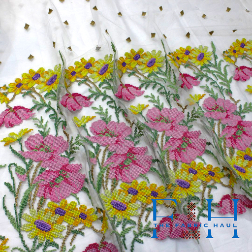 Mix Flower Garden with Gold - 1 mtr
