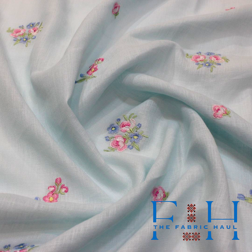 Pastel Embroidery Roses - 1 mtr