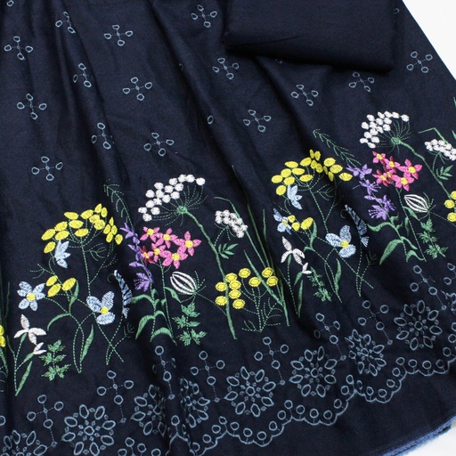 Denim Embroidered Garden