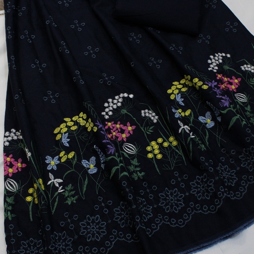 Denim Embroidered Garden