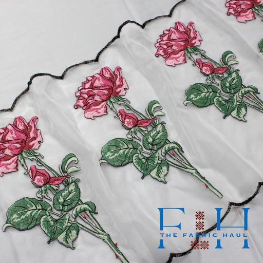 Exotic Roses on Organza - 2mtr
