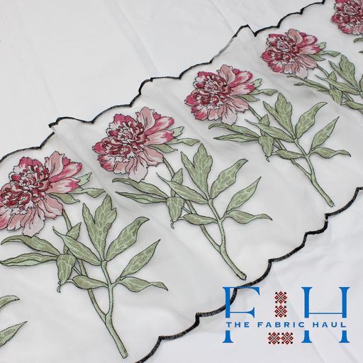 Quixotic Roses on Organza - 2 mtrs