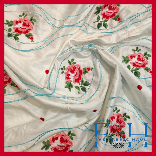 Cath kidston Roses in Blue waves with Red Polka Dots