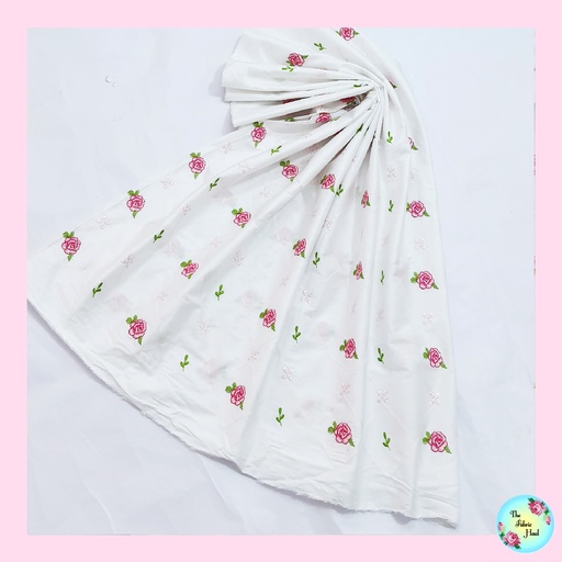 Pink rose Cross Stitch + Hakoba Detailing