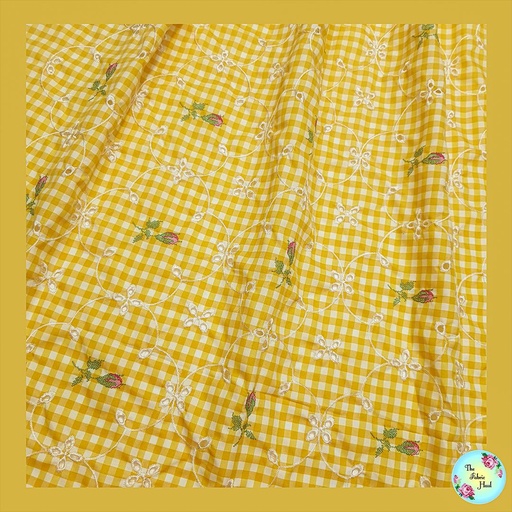 yellow checks cross stitch hakoba