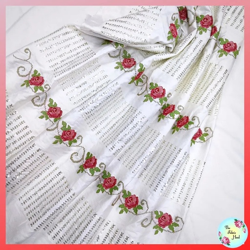 Sequin & rose on Cotton Fabric - 1 mtr