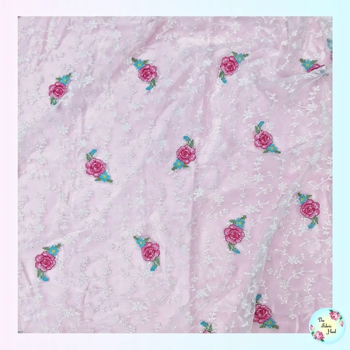 Net Fabric with Dainty embroidery - 1 mtr