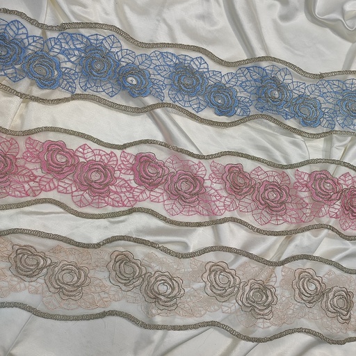 2 Rose Sequin Lace 4.4 mtr