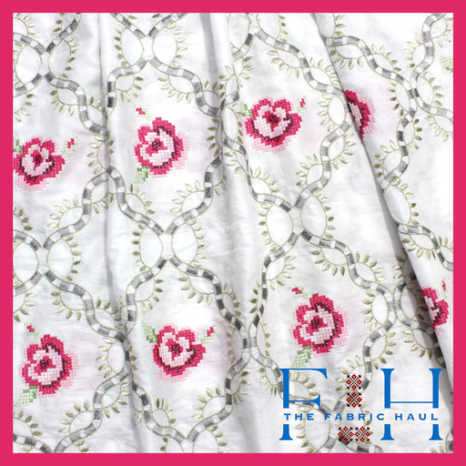 Moroccan Grey n Gold Lace Fabric - 1 mtr